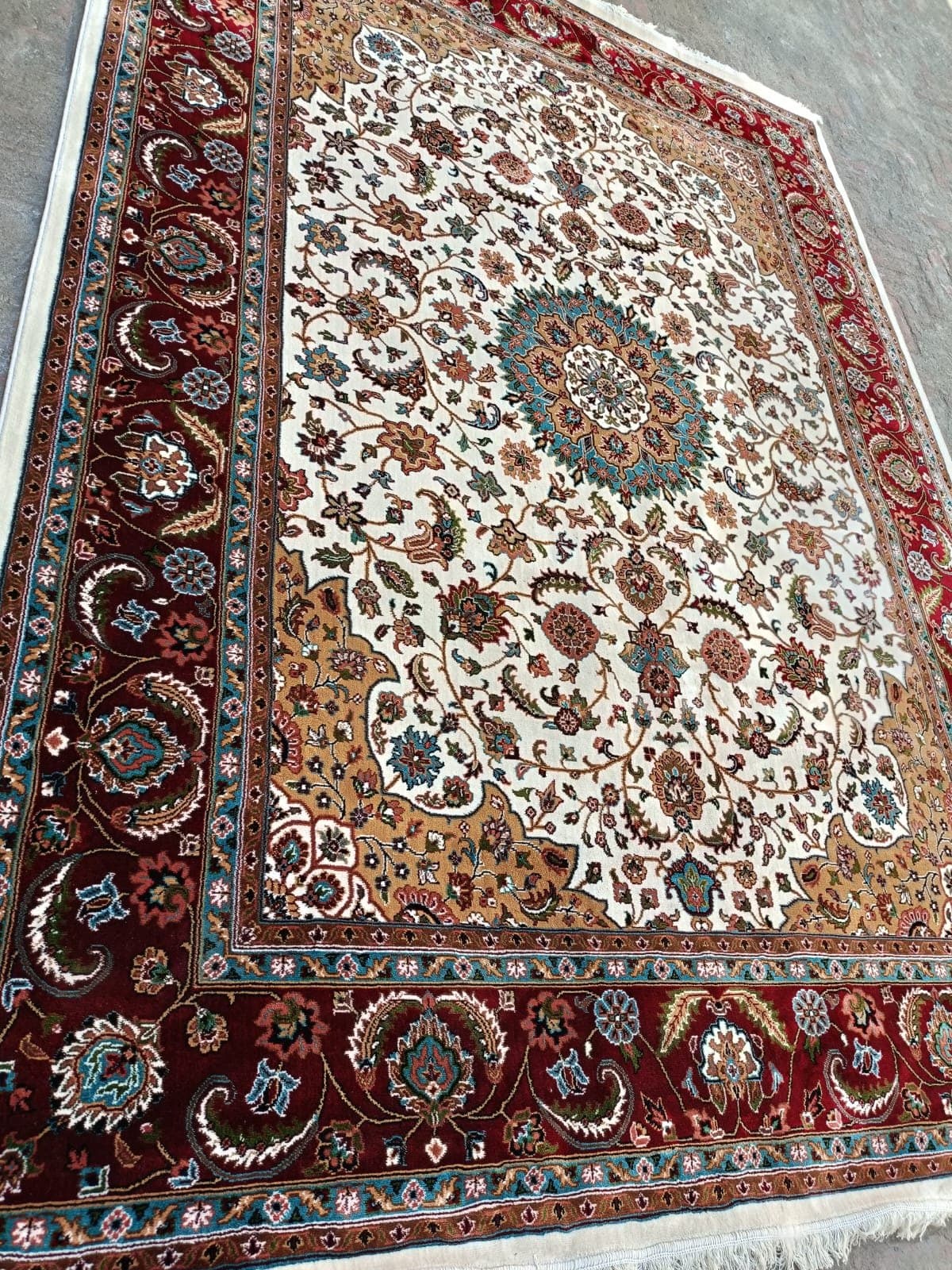 Hand-knotted Awadh carpet