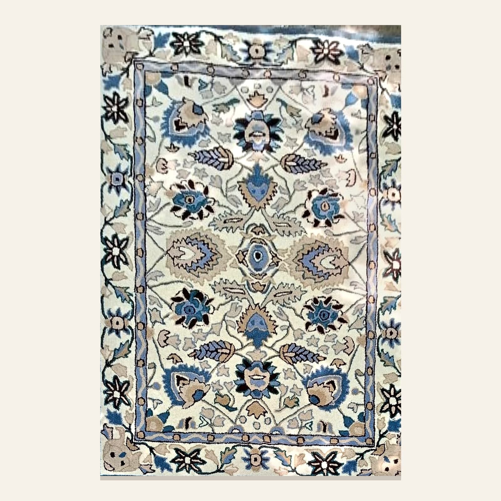 Neel Kamal Border — Traditional Carpet by Awadh Carpet