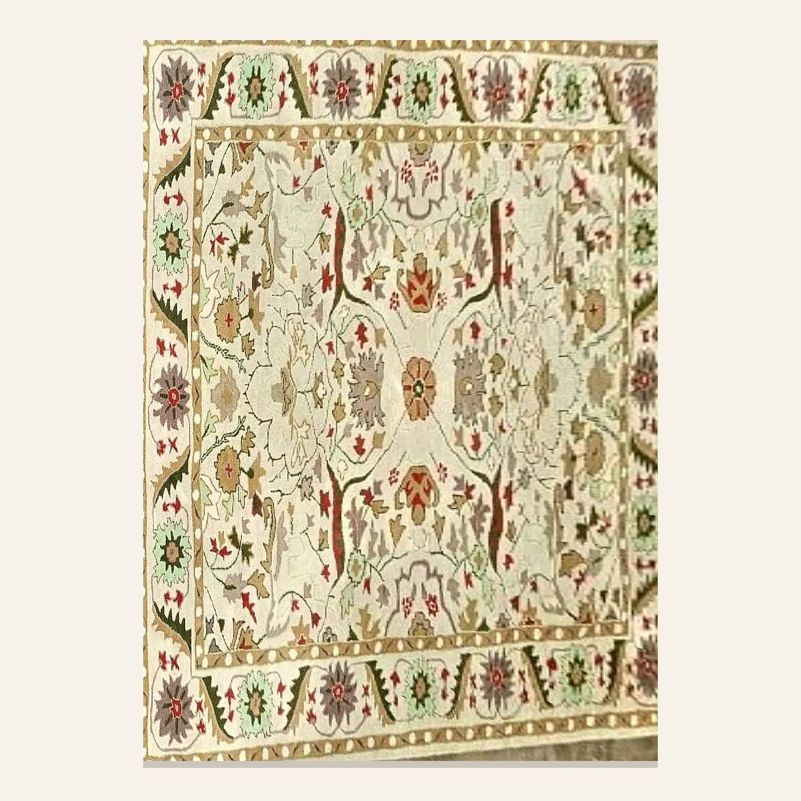 Gulab Ivory Garden — Traditional Carpet by Awadh Carpet