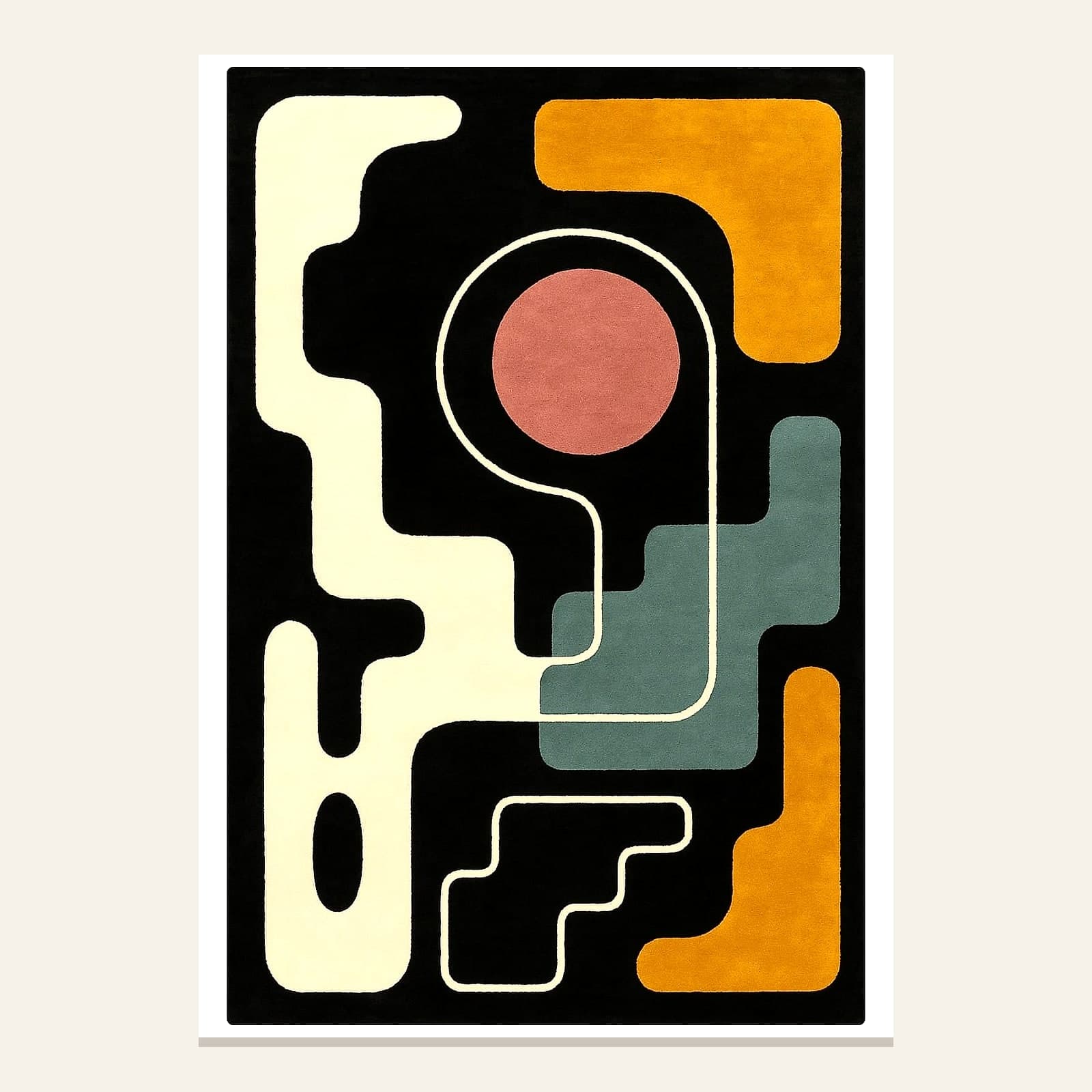 Noir & Gold Abstract — Modern Rug by Awadh Carpet