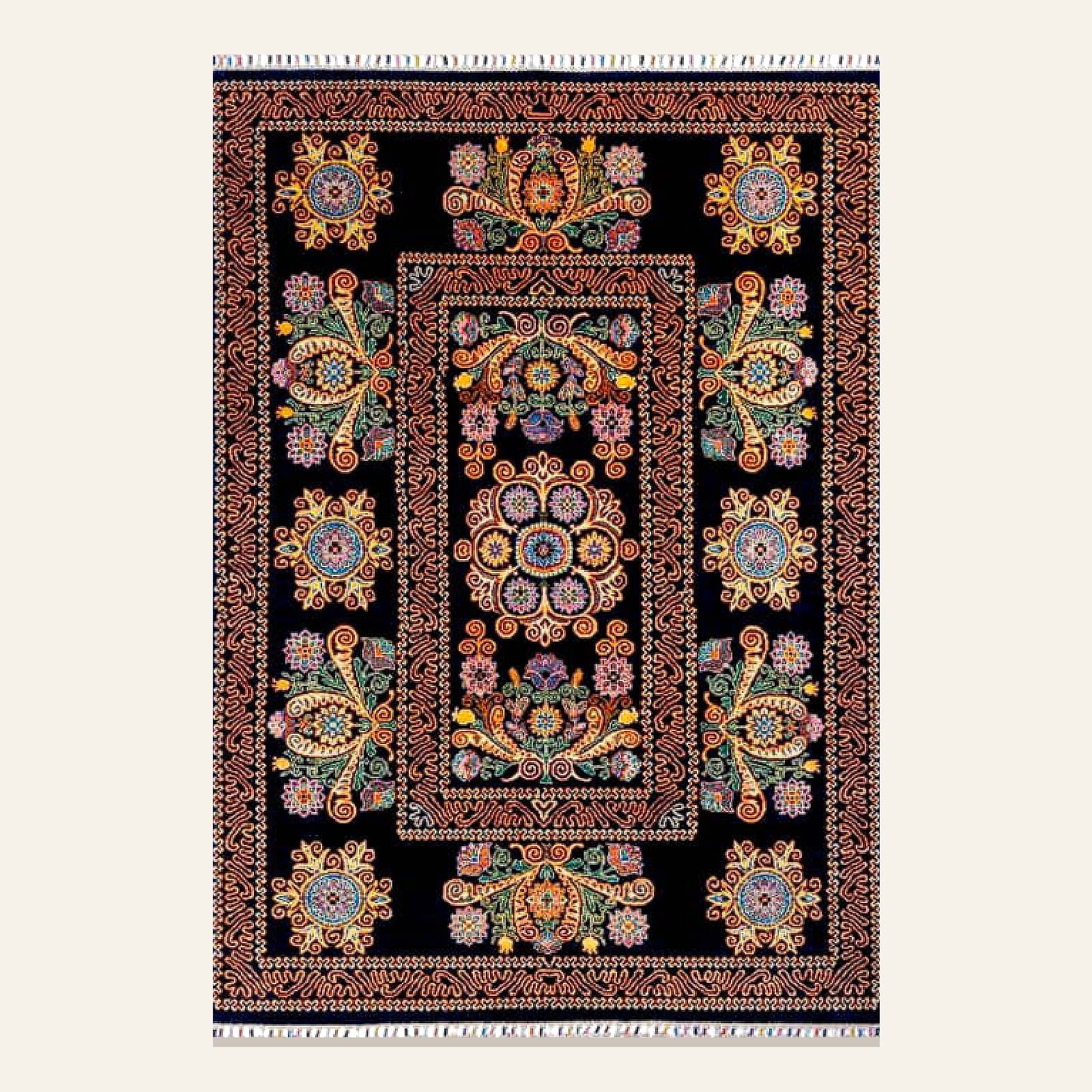 Afgani Noir Garden — Traditional Carpet by Awadh Carpet